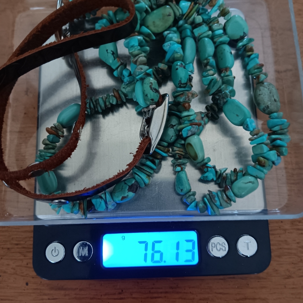 Turquoise Leather Necklace - Picture 5 of 10
